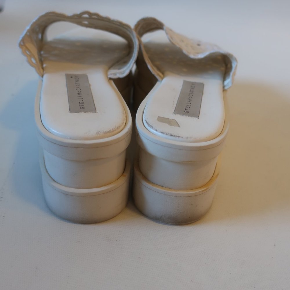 WOMENS STELLA MCCARTNEY WHITE EYELET PLATFORM SANDAL SLIDES 36.5 US/6.5 * - Picture 7 of 10